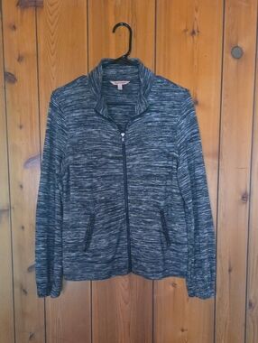 Juicy Couture Black & Gray Marled Zip-Up Bomber